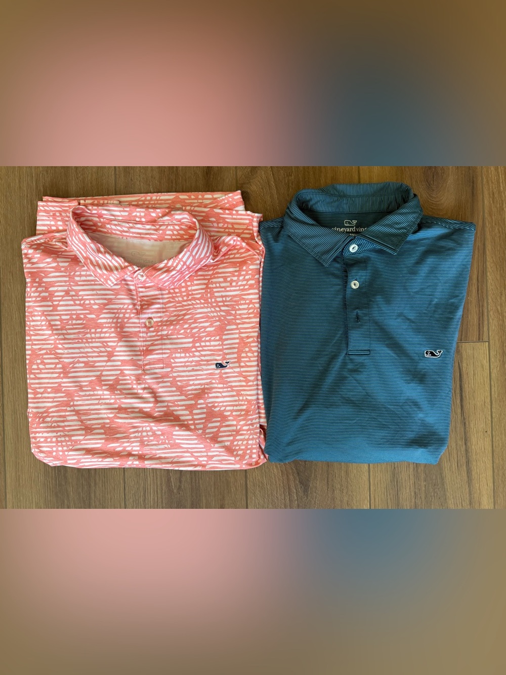 Vineyard Vines Performance Polo Shirt Mens M Pink Floral Blue Jubille LOT of 2